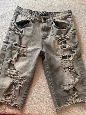 Rock & Salt Distressed Gray Denim Shorts